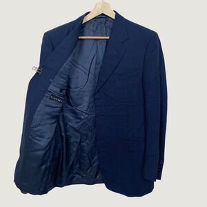 Canali Blue Micro Check 100% Wool 3 Button Sport Coat Blazer Jacket 42R Italy